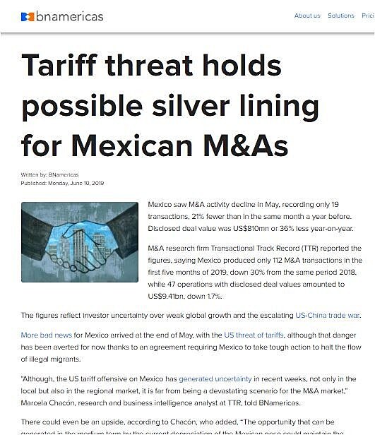 Tariff threat holds possible silver lining for Mexican M&As